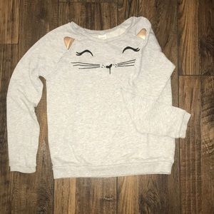Gymboree embroidered cat face sweatshirt